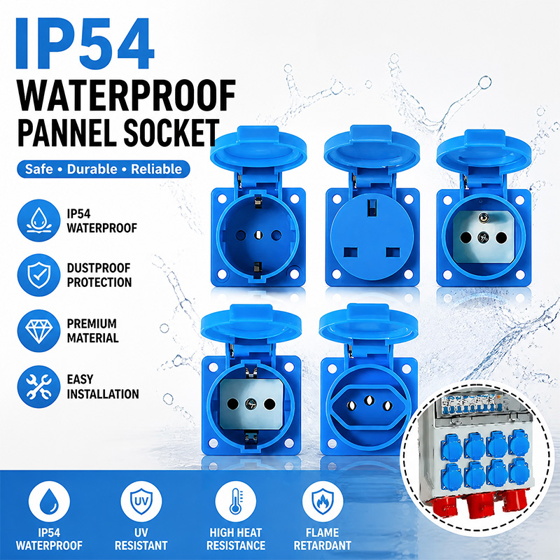 Outdoor Power Outlet Waterproof - IP54 16A Waterproof Industrial Panel Socket