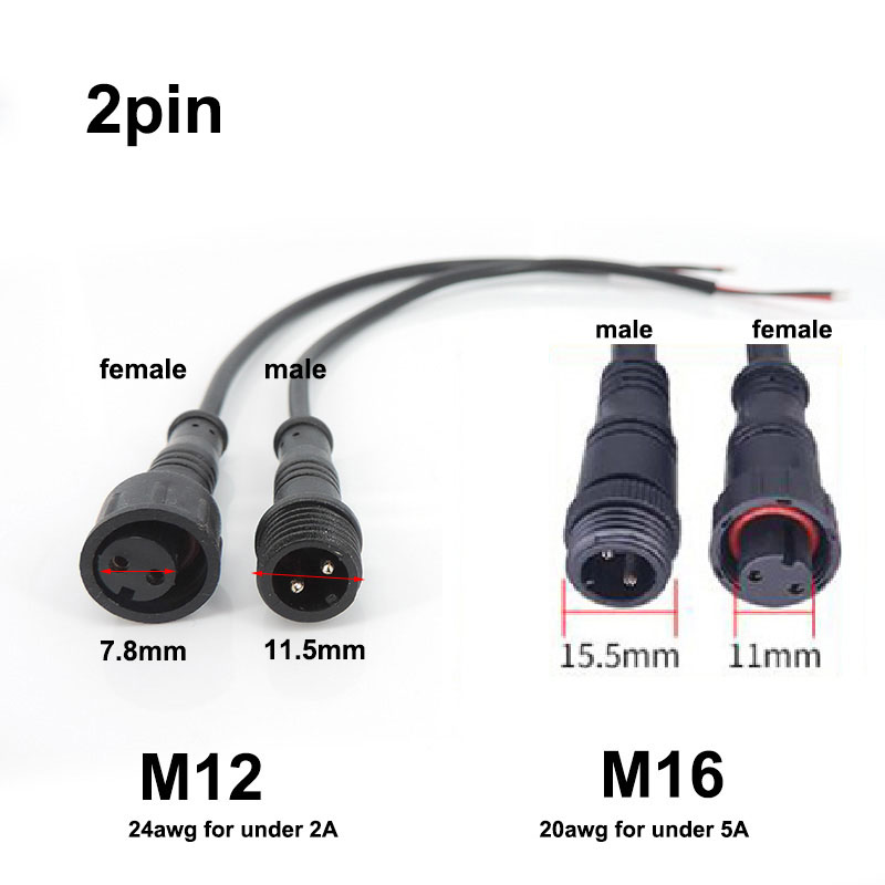 M12 M16 2 3 Pin Core Wire DC M - Outdoor Power Jack 评论和价格