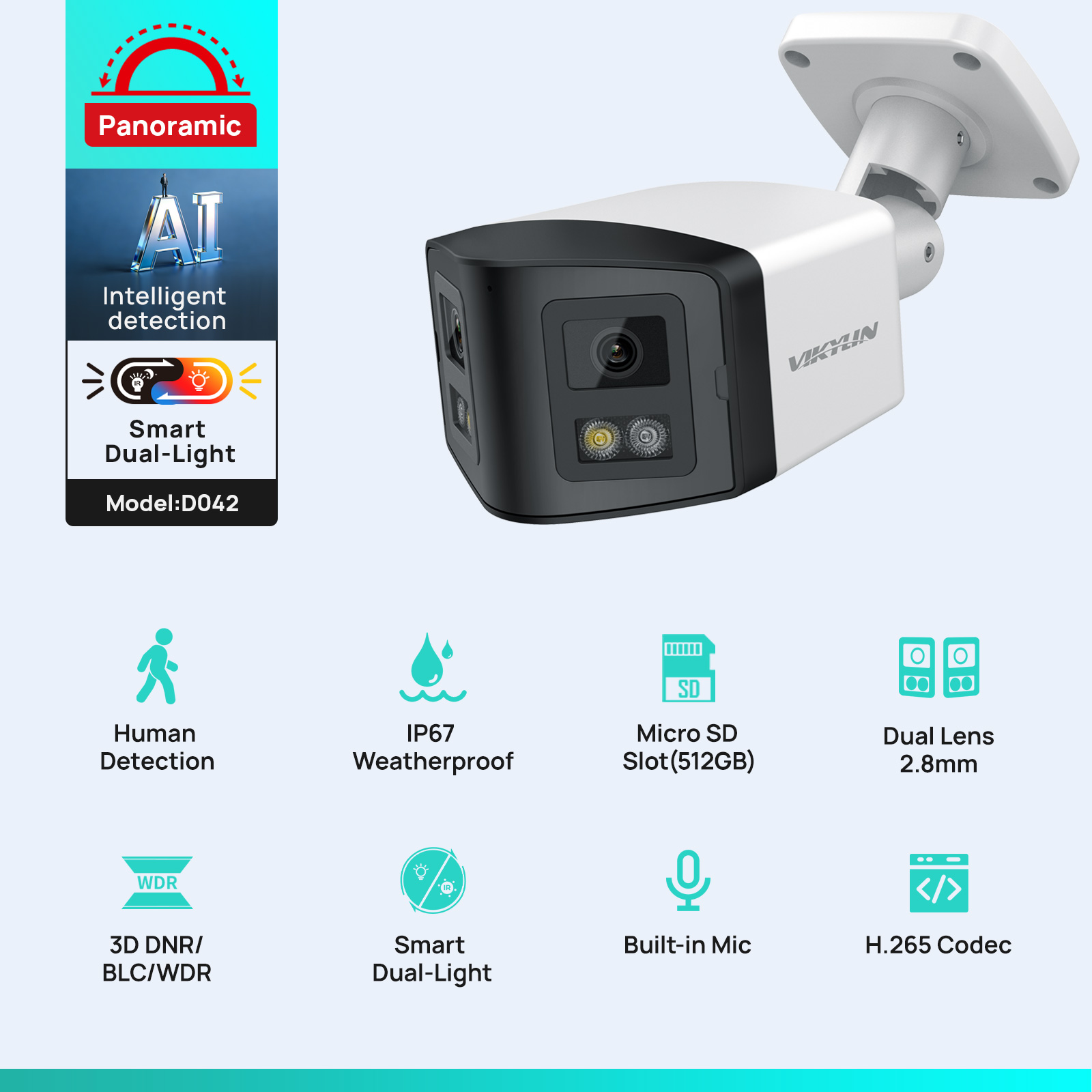 VIKYLIN 170° Panoramic Securit - Outdoor Power G Motion 评论和价格