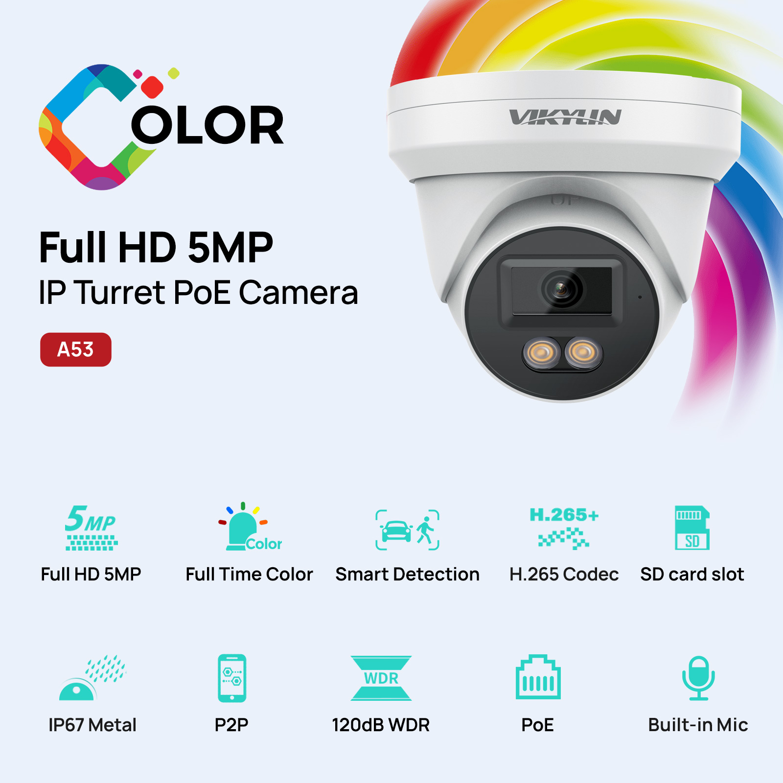 VIKYLIN 5MP IP Security Camera - Outdoor Power G Motion 评论和价格
