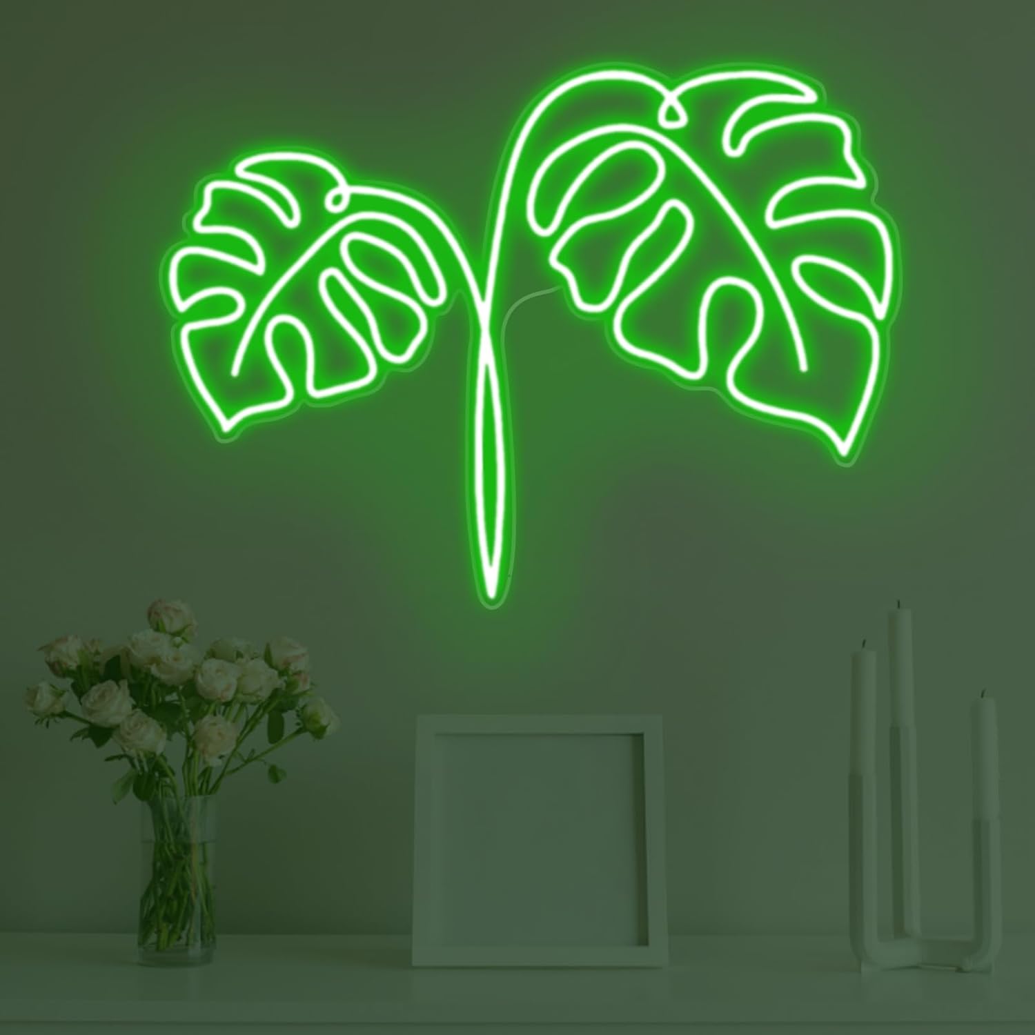 Monstera Leaf Neon Sign USB Po - Outdoor Power And Plant 评论和价格